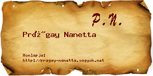 Prágay Nanetta névjegykártya